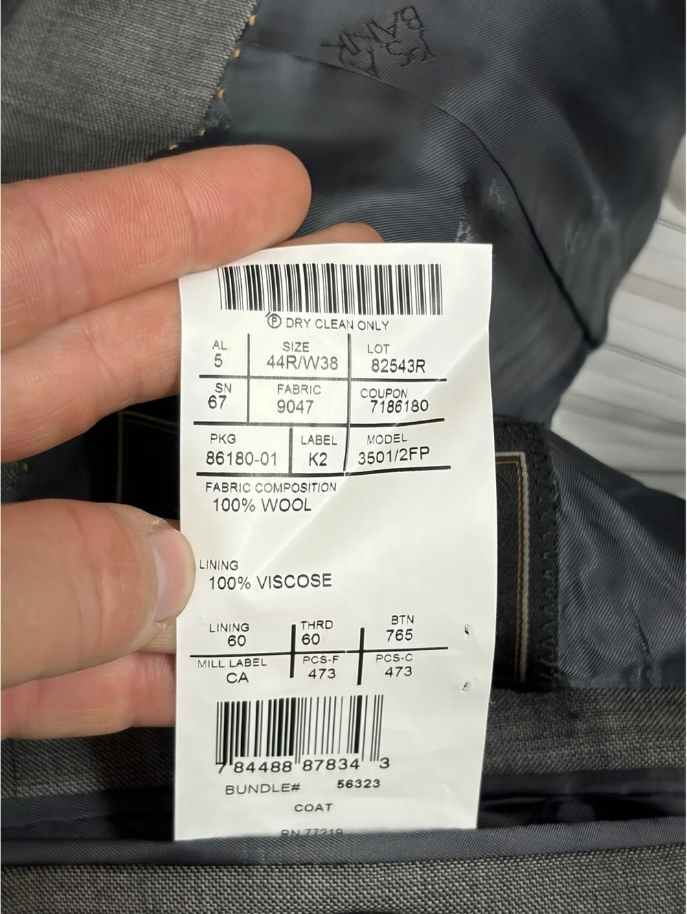 Jos A Bank Reserve 2 Piece Gray Wool Suit 44R/38 Tailored Fit